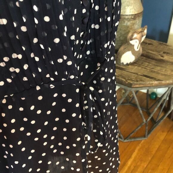 801 George SHEER Polka Dot Print Tie Waist Blouse - Picture 6 of 8